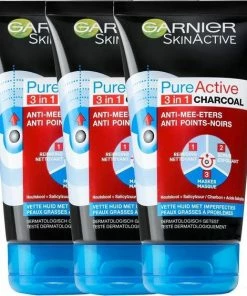 Garnier SkinActive PureActive 3-in-1 Masker Met Charcoal - 5 X 50 Ml - Voordeelverpakking