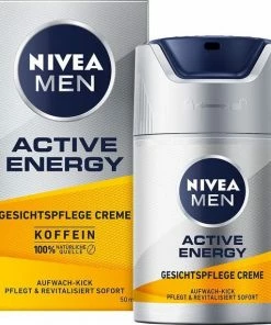 NIVEA MEN Active Energy Gezichtscr Me (50 Ml), Revitaliserende Gezichtscr Me Voor Mannen, Snel Absorberende Vochtinbrengende Cr Me Tegen Tekenen Van Vermoeidheid