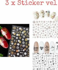 NAILPERFECT Nagel Stickers Set 3 X Sticker Vellen Nail Art - 3D Stickers | Herfst Stickers | Bloem Stickers - 276 Stickers