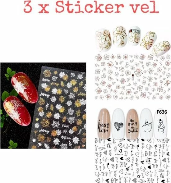 NAILPERFECT Nagel Stickers Set 3 X Sticker Vellen Nail Art - 3D Stickers | Herfst Stickers | Bloem Stickers - 276 Stickers 3 NAILPERFECT Nagel Stickers Set 3 X Sticker Vellen Nail Art - 3D Stickers | Herfst Stickers | Bloem Stickers - 276 Stickers