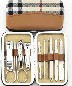 Elite Nails French Manicure & Pedicure Set - 10-Delige RVS Nagel Verzorging Set - Lederen Reis Etui - Nagelriem Trimpoot & Nagelschaar -