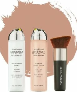 Magic Minerals AirBrush Foundation 3-delige Set By Jerome Alexander – Warm/Beige – Foundation En LiquidSilk Airbrush Primer Kit – Met Gratis Kabuki Kwast - Make-up Met Een Natuurlijke Dekking
