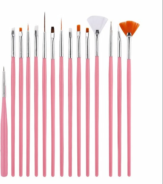 Royala 20 Delige Nail Art Set - 5 Dotting Tools En 15 Nailart Penselen - Roze 4 Royala 20 Delige Nail Art Set - 5 Dotting Tools En 15 Nailart Penselen - Roze - Afbeelding 2