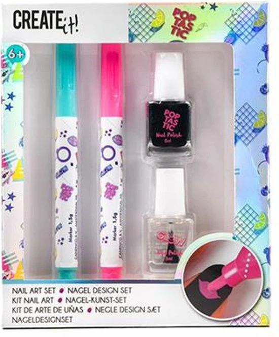 Merkloos Create It! - Poptastic Nail Design - Zwart - Nagel Design - Nagellak Voor Kinderen - Meisjes - Creatief 3 Merkloos Create It! - Poptastic Nail Design - Zwart - Nagel Design - Nagellak Voor Kinderen - Meisjes - Creatief