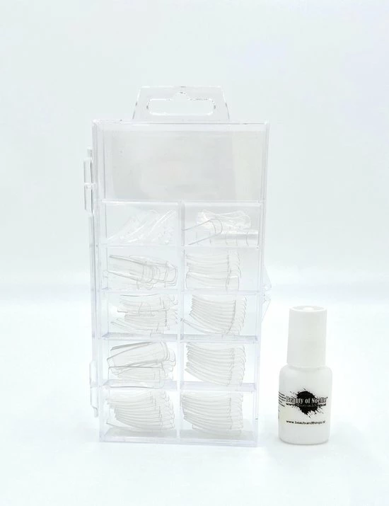 Nageltips Beauty And Things Clear Box 100 Stuks, INCLUSIEF Lijm Flesje 10 Gram Van Beauty Of Noelle 3 Nageltips Beauty And Things Clear Box 100 Stuks, INCLUSIEF Lijm Flesje 10 Gram Van Beauty Of Noelle