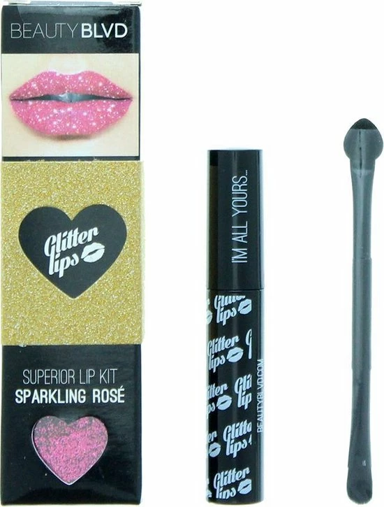 Beauty Blvd Glitter Lips Sparkling Rose 3 Piece Gift Set: Gloss Bond 3.5ml - Glitter 3g - Lip Brush 3 Beauty Blvd Glitter Lips Sparkling Rose 3 Piece Gift Set: Gloss Bond 3.5ml - Glitter 3g - Lip Brush