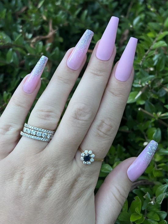 Merkloos Roze Glitter Ombre Nagels - Plaktabs - Plaknagels - Lang 5 Merkloos Roze Glitter Ombre Nagels - Plaktabs - Plaknagels - Lang - Afbeelding 3
