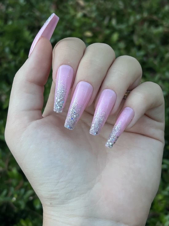 Merkloos Roze Glitter Ombre Nagels - Plaktabs - Plaknagels - Lang 7 Merkloos Roze Glitter Ombre Nagels - Plaktabs - Plaknagels - Lang - Afbeelding 5